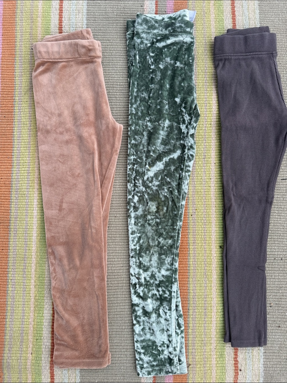 Crewcuts Velvet Leggings Trio - Pink, Green, Brown